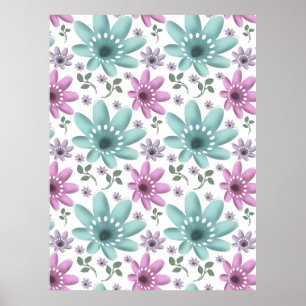 Poster Motif floral pastel sans couture