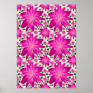 Poster Motif floral rose vif sans couture
