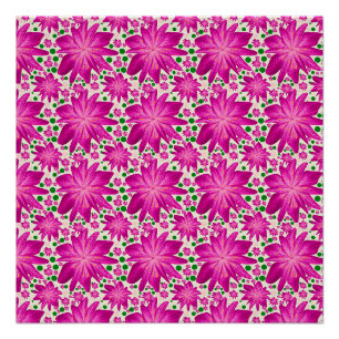 Poster Motif floral rose vif sans couture