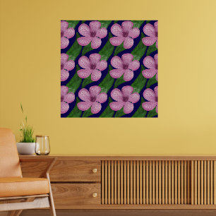 Poster Motif floral sans couture, esthétique botanique