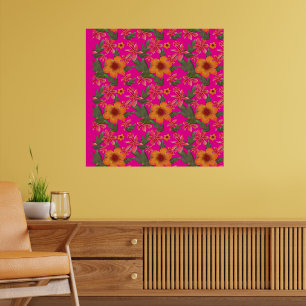 Poster Motif floral sans couture Fleurs rouges Botanique 
