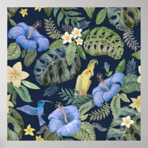 Poster Motif floral sans joint à partir d'eau col peint à