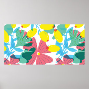 Poster Motif floral transparent avec éléments de transpar