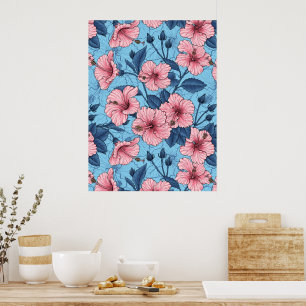 Poster Motif floral tropical d'Hibiscus