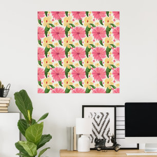 Poster Motif floral tropical sans couture 