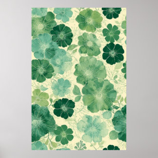 Poster Motif floral vert doux : Botanique Vintage