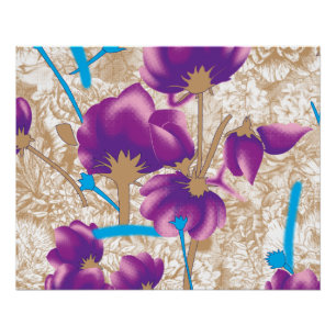Poster Motif floral vif avec violet et bleu f