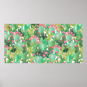 Poster Motif fluide cactus aquarelle