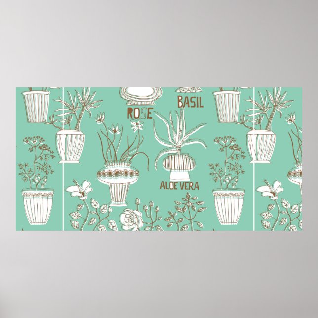 Poster Motif fluide floral (Devant)