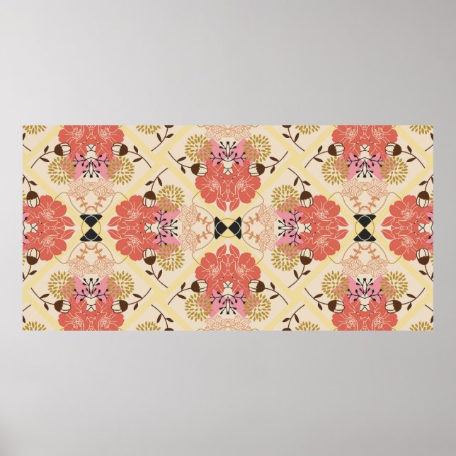 Poster Motif fluide floral (Devant)