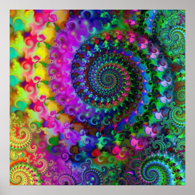 Poster Motif fractal arc-en-ciel hippy (Devant)