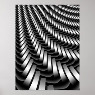 Poster Motif fractal métallique