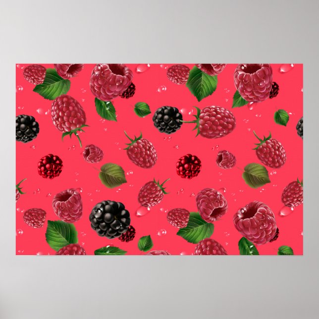 Poster Motif framboise (Devant)