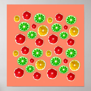 Poster Motif fruité juteux coloré fruité