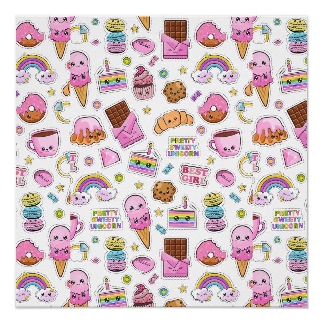 Poster Motif Funny Unicorn Magique Arc-en-ciel mou (Devant)