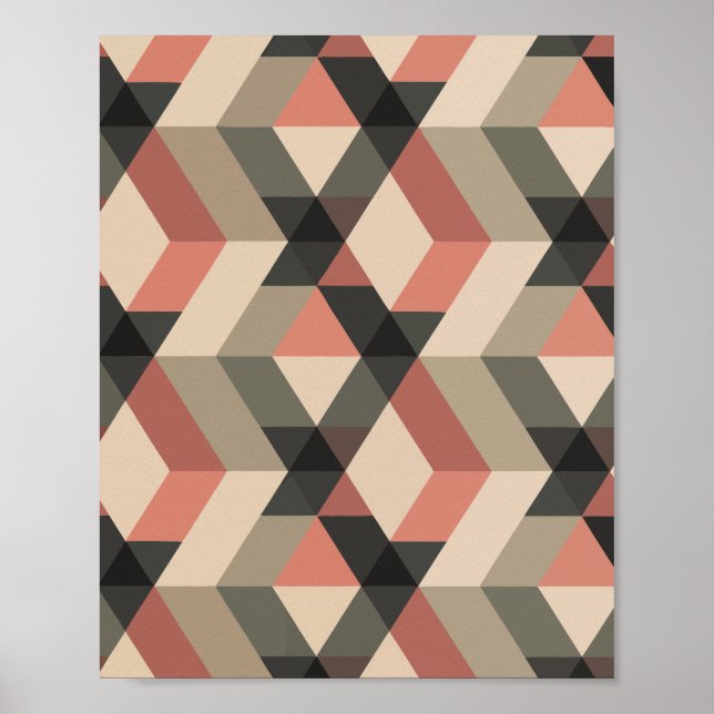 Poster Motif géométrique avec palette de couleurs rétroac (Devant)