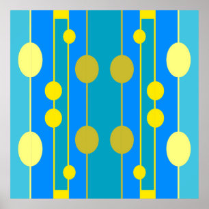 Poster Motif géométrique bleu et jaune