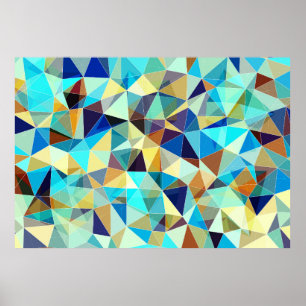 Poster Motif géométrique coloré, fond de triangles, 