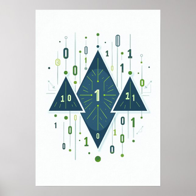 Poster Motif géométrique de code binaire pour les program (Devant)