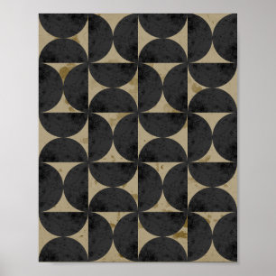 Poster Motif Géométrique Demi-Lune Tons Terre Rétro