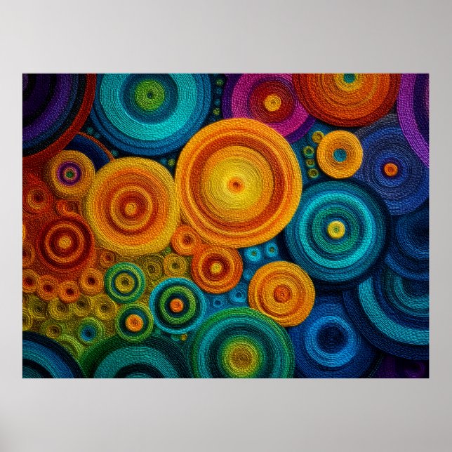 Poster Motif géométrique en spirale abstraite colorée (Devant)