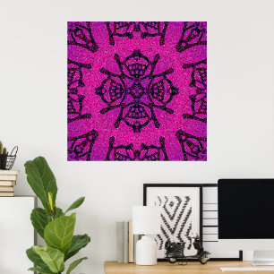 Poster Motif géométrique gras rose et violet