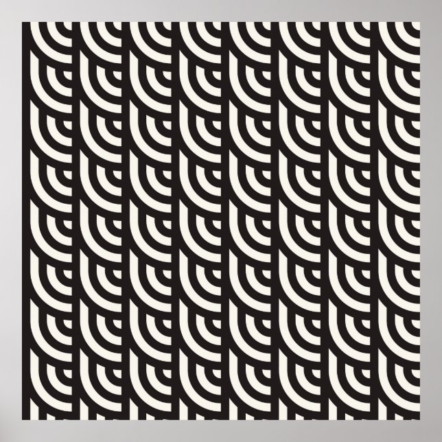 Poster Motif géométrique monochrome sans couture. Abstrai (Devant)