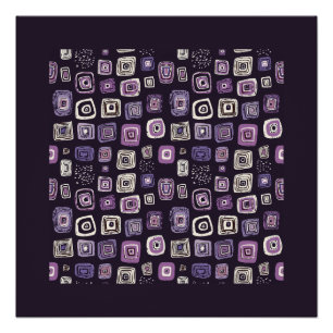 Poster Motif géométrique rétro violet