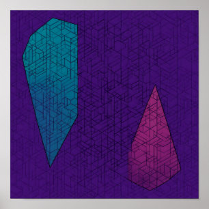 Poster Motif géométrique sarcelle et magenta sans couture