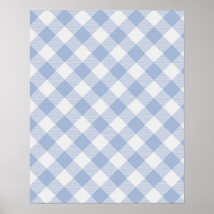 Poster Motif Gingham Bleu Clair Imprimé Carreaux Classiqu