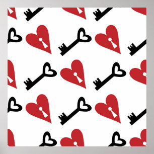Poster Motif graphique élégant et transparent avec coeurs