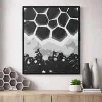 Motif hexagonal avec éclaboussures de peinture gri