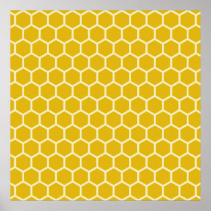 Poster Motif hexagonal de l'abeille jaune