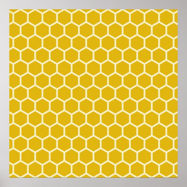 Poster Motif hexagonal de l'abeille jaune (Devant)