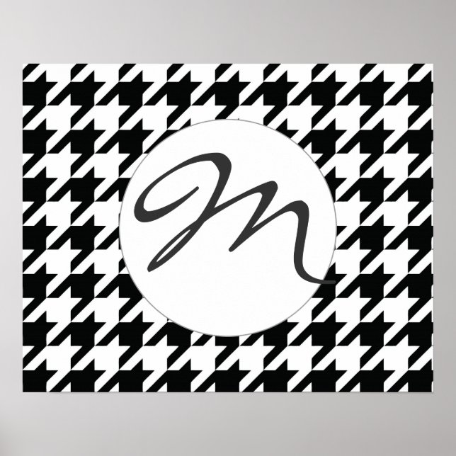 Poster Motif Houdstooth noir et blanc (Devant)