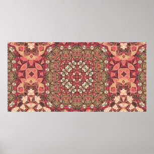 Poster Motif indien abstrait médaillon. Boho et gypsy