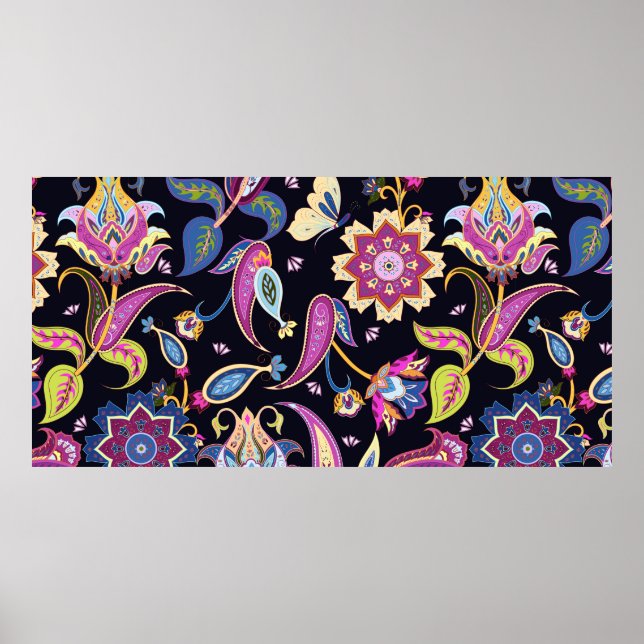 Poster Motif indien Paisley (Devant)