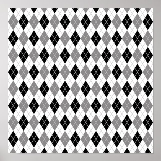 Poster Motif Jacquard noir et blanc (Devant)