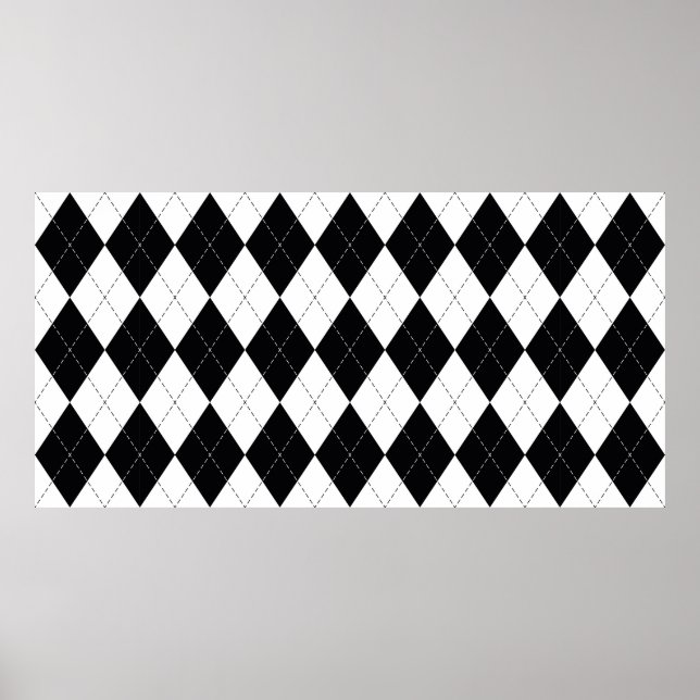 Poster motif Jacquard sans couture en noir et blanc. Géom (Devant)