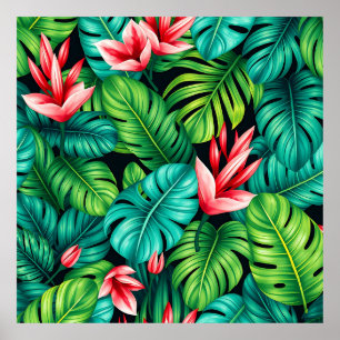 Poster Motif Jungle Tropical Monstera Heliconia