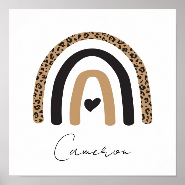 Poster Motif Léopard Arc-en-Ciel Mignon (Devant)