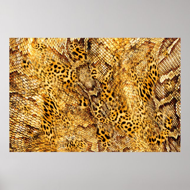 Poster Motif léopard et serpent (Devant)