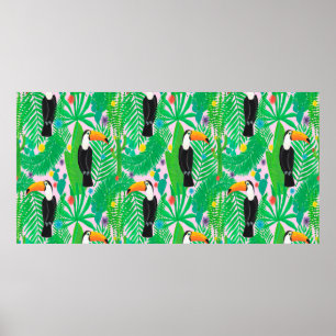 Poster Motif lumineux tropical transparent dessiné à la m