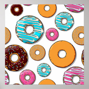 Poster Motif lunatique de beignet lumineux