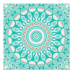 Poster Motif Mandala Océan Turquoise et Beige