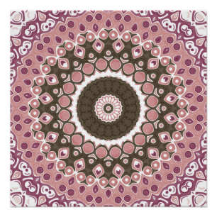 Poster Motif Mandala Rose et Mocha Géométrie Florale