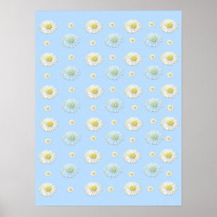 Poster Motif marguerrier sur arrière - plan bleu clair