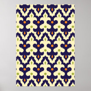 Poster Motif marocain d'arabesque de Paisley de damassé