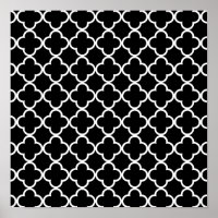 Motif marocain noir blanc Quatrefoil