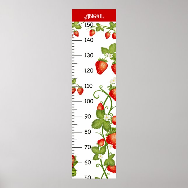 Poster Motif mignon à fraise avec graphiques de croissanc (Devant)